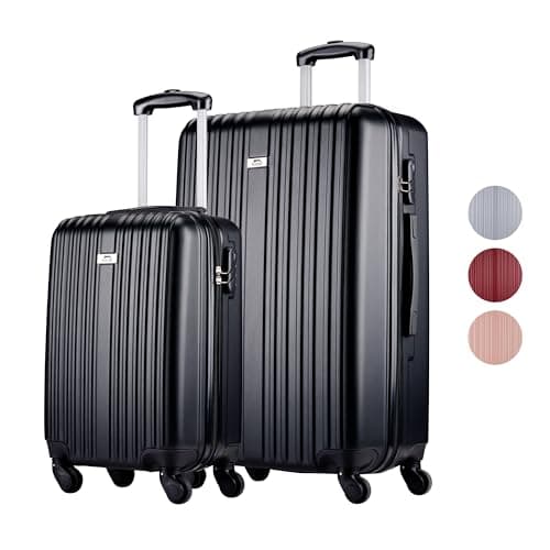 Image of Slazenger Suitcase Set 2 Pieces / 3 Pieces - Trolley Hand Pack and Travel Suitcase Large - ABS Hard Case Set - Suitcase Set with 360° Wheels and Combination Lock - Trolley Suitcase, Black, 2-Teilig,