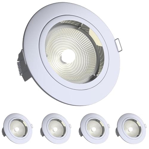 Image of National Lighting Recessed Lighting - Mains Powered LED Spot Lights Downlights for Ceiling - IP20 Rated GU10 Fitting for Halogen or LED - Chrome Finish, Fixed Version – Pack of 4