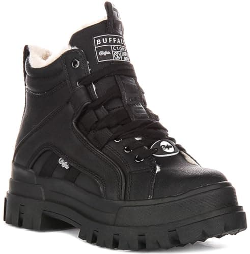Image of Buffalo Aspha Nc Mid Wm Women's Memfoam Covered Sole Platform Platforms (Black, UK 3)