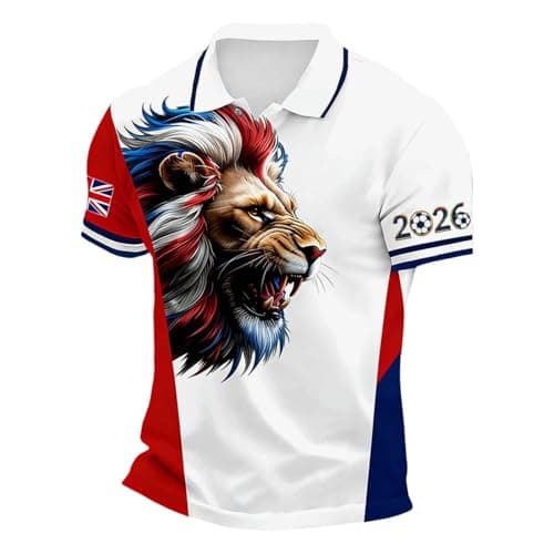 Image of Mens England Football Shirt, Men's England Football Shirt 2026: Comfortable World Cup Shirts Clear Printed Classic Jersey Men Breathable Stretchy Mens Soccer Clothing Lightweight Soft Tops White L