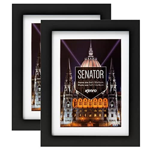 Image of Kenro Box of 2 Senator Black Wood Photo Frame A4 / 21x29.7cm with White Mat for Photo 9x6 Inch / 23x15cm - SNF2315B