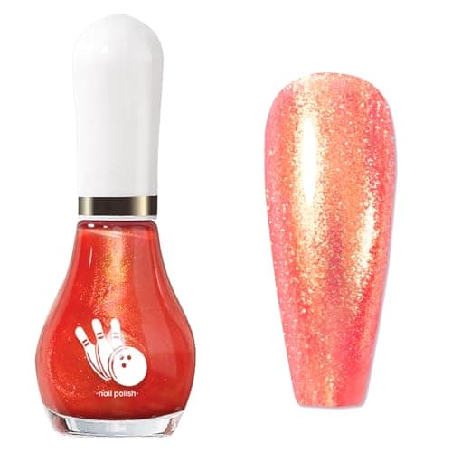 Image of Coral Orange Nail Polish - Coral Glitter Nail Varnish Quick Dry - Holographic Pearl nail polish - Shimmer Nail Polish Long Lasting - 60 Seconds nail Varnish No Bake No Chip Breathable for Women