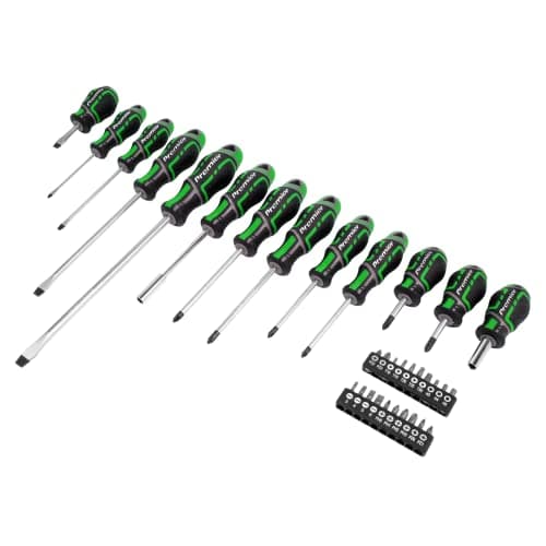 Image of Sealey 33pc GripMAX® Screwdriver & Bit Set - Hi-Vis Green - AK4370HV