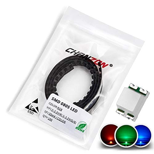 Image of Chanzon 100 pcs 0805 SMD RGB Multicolor LED Diode Lights Chips (Red Green Blue Tricolor 2.0mm x 1.2mm Common Anode 4 pin DC 20mA/Color) Lighting Bulb Lamps Electronics Components Light Emitting Diodes