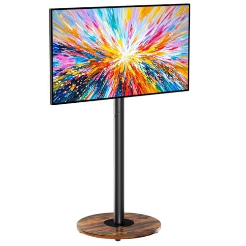 Image of unho Floor TV Stand with Wheels Adjustable Height Wooden Base VESA 600x400 for 40-75 Inch Black