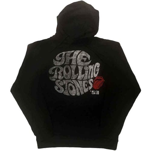 Image of Rock Off officially licensed products The Rolling Stones Swirl Logo '82 Official Unisex Hoodie Hooded Top (XX-Large) Black