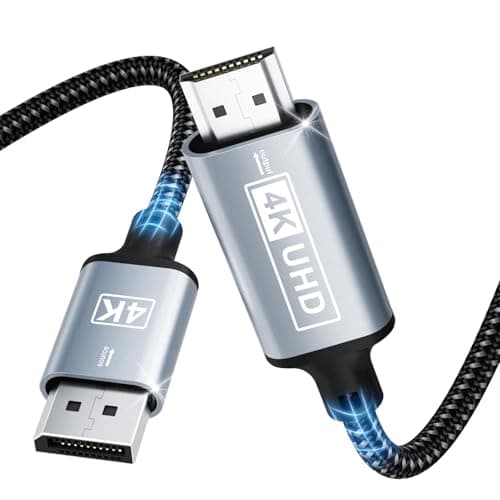 Image of DisplayPort to HDMI,4K DisplayPort to HDMI cable 3M,Unidirectional DP to HDMI,Nylon Braided Display Port to HD MI Compatible with Desktops,Laptops,PC,Dell,HP,HDTV,Projector AMD NVIDIA