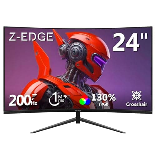 Image of Z-Edge 24 Inch Curved Gaming Monitor 200Hz 1ms MPRT, 16:9 Full HD 1080P LED Monitor, VA Panel, 300cd/m² Brightness, FreeSync, HDMI & DisplayPort - Black