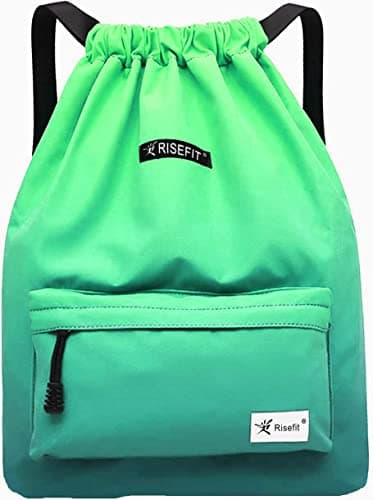 Image of Risefit Waterproof Drawstring Bags, Printed Gym Sackpacks Bags Sports Backpacks for Shopping Swimming Yoga for Men Women Girls Students