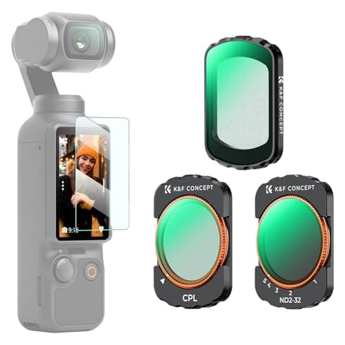 Image of K&F CONCEPT 3-pack Filters Compatible with Osmo Pocket 3/4 - Magnetic CPL, Black-mist 1/4, VND2-32, Filter Kit Compatible with DJI Osmo Pocket 3/4, Polarizing, Black diffusion, Variable ND Filter