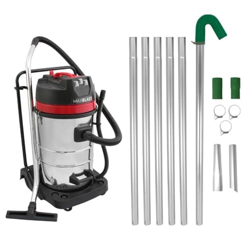 Image of Gutter Cleaning System 80L Wet & Dry Hoover & 24ft Gutter Vacuum Pole Kit Long Reach Drain Pipe Sucker 1.2m - 7.2m 51mm Diameter Aluminium Nozzles 3000W Triple Motor Industrial 1.5m Hose 9m Cable