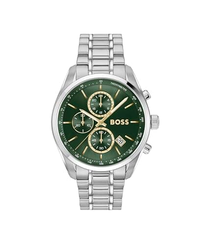 Image of BOSS Chronograph Quartz Watch with Calendar for Men Grand Prix 44 - LE Collection with Silver Stainless Steel Bracelet - 1514266