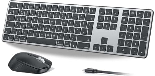 Image of OMOTON Wireless Bluetooth Keyboard Mouse Rechargeable for Mac OS, Wireless Keyboard and mouse Set for MacBook Air/MacBook Pro/iMac, Multi-Device Ultra Slim, Quiet Typing, QWERTY UK Layout, Gray