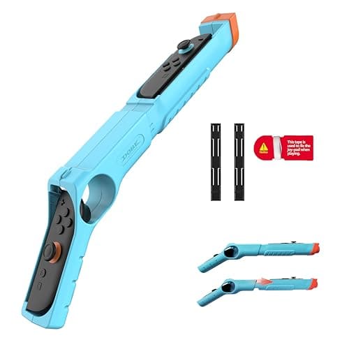 Image of INITMMO Shooting Game Gun Controller for Nintendo Switch 1/2/OLED Joy Cons, Scalable Gun Hand Grip for Sniper Elite, Hunting Simulator, Wolfenstein 2,Splatoon,Big Buck Hunter&Other Hunting Games- Blue