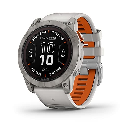 Image of Garmin fēnix 7X Pro Sapphire Solar, Multisport GPS Smartwatch, Built-in Flashlight, Solar Charging Capability, Fog Gray/Ember Orange