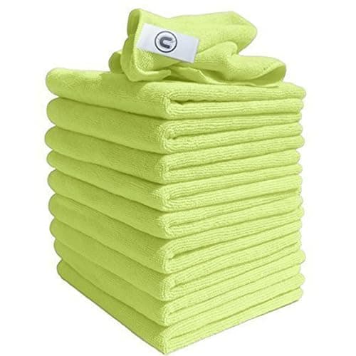 Image of DCS Microfibre Cleaning Cloth, Yellow, Pack of 10, Large Size: 40x40cm. Super Soft Premium Streak Free Washable Cloth Duster for Kitchen, Bathrooms, Surfaces, Mirrors, Car, Motorbike