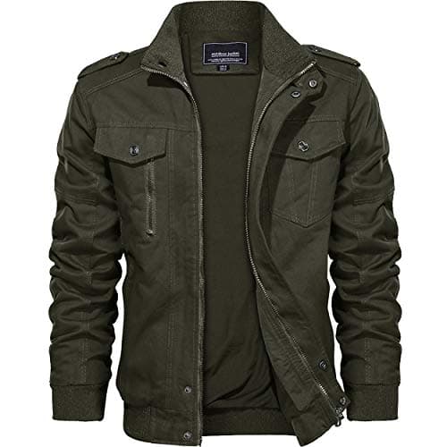 Image of KEFITEVD Men's Casual Winter Coat Multi Pocket Outerwear Cargo Cotton Jackets Full Zip, Army Green-new, M