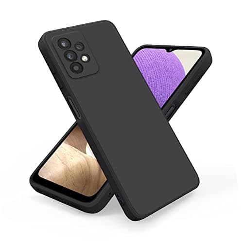 Image of WOOZ Case compatible with Samsung Galaxy A32 5G Case 6.5-Inch, Slim Liquid Silicone Full Covered Soft Gel Rubber Cover (Black)
