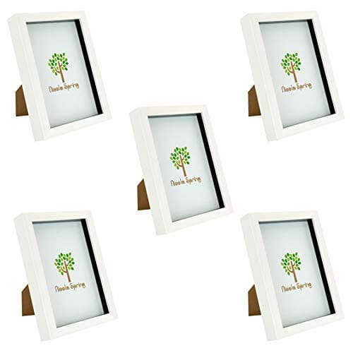Image of Nicola Spring 3D Shadow Box Photo Frame - A5 (6 x 8") - 3D Photo Frame Picture Frame Memory Box Display Case for Photos, Memorabilia, Artworks, Crafts, Decoration, A5(6x8inch) White - Set of 5