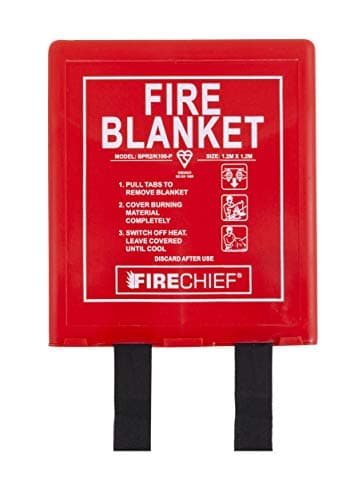 Image of Firechief Premium Kitemarked Fire Blanket 1.2 m x 1.2 m, Rigid Case, Red - Fully Coated Fire Blanket for Home - Kitemark Certified to BS EN 1869 - BPR2/K100-P Model