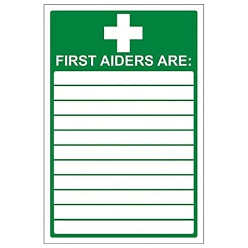 Image of V Safety First Aiders Sign - Portrait - 150mm x 200mm - 2mm Rigid Plastic