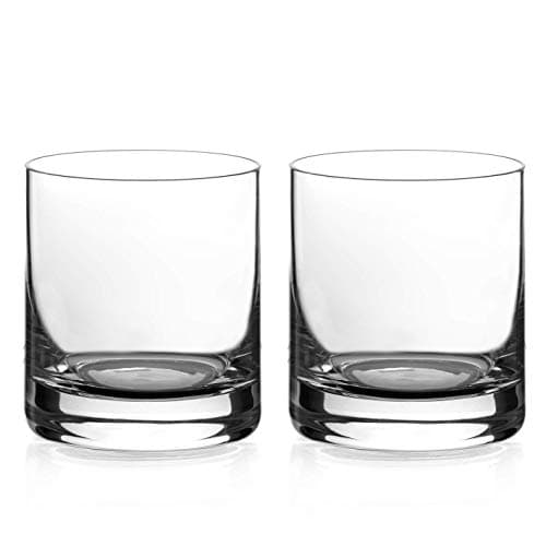 Image of DIAMANTE Whisky Glasses Crystal Short Drink Tumblers Pair - ‘Auris’ Collection Undecorated Crystal - Set of 2