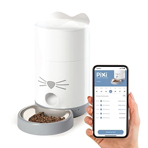 Image of Catit PIXI Smart Automatic Dry Cat Food Feeder, Schedule and Portion Control Meals For Cats, White