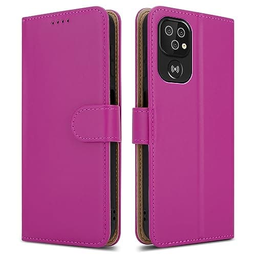 Image of PIXFAB For Doro 8200 Leather Phone Case, Magnetic Closure Full Protection Book Folio Design, Wallet Case Cover [Card Slots] and [Kickstand] For Doro 8200 - Pink