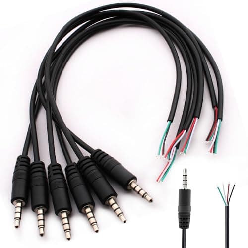 Image of RUNCCI-YUN 6Pcs 3.5mm jack socket, 3.5mm Male Plug to Bare Wire Stereo Audio Cable TRRS 4-pin audio plug for soldering 3.5 mm mini stereo jack plug Cable (30 cm)