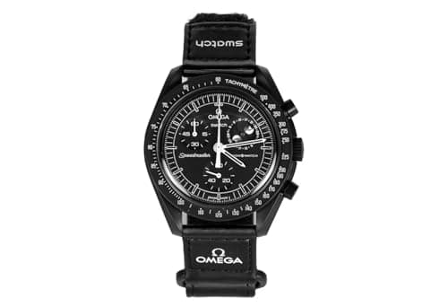 Image of Swatch Moonswatch Omega x Mission to the Moonphase Snoopy Black Watch