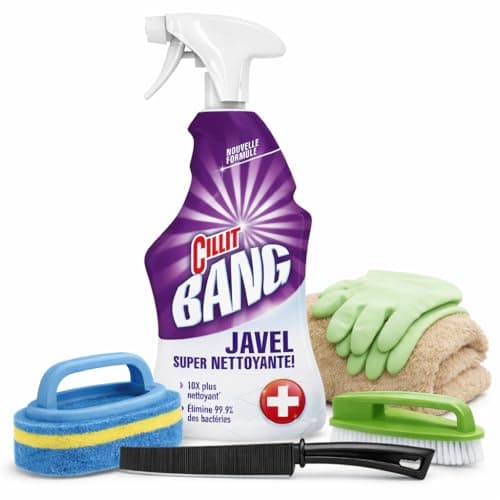 Image of Northern Heights Bathroom Cleaning Bundle – 6 Piece Hygiene Kit with Cillit Bang Bleach & Hygiene Cleaner 750ml, Grout Brush, Scrub Brush, Sponge, Microfibre Cloth & Cleaning Gloves