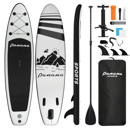 Image of Panana Inflatable Stand Up Paddle Board 10ft SUP Board for Adults & Youth, Wide Stable Anti-Slip iSUP Kit with Paddle, Pump, Leash, Fin & Backpack for Surfing, Yoga, Fishing, All Water