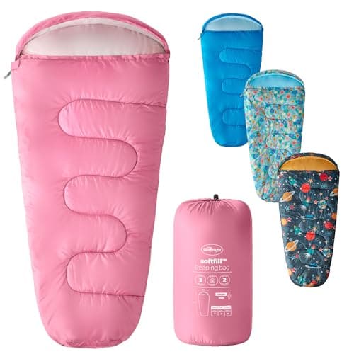 Image of Silentnight Kids Sleeping Bag - Girls Boys 3 Season Mummy Sleeping Bag Ideal for Spring and Summer with Soft Touch Warm Cosy Fabric and Fibres - Machine Washable - 165 x 82cm - Pink