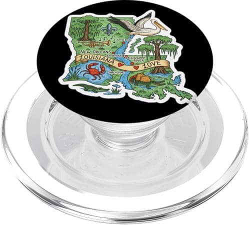 Image of Louisiana Love Map Art with Southern Charm and Pride PopSockets PopGrip for MagSafe