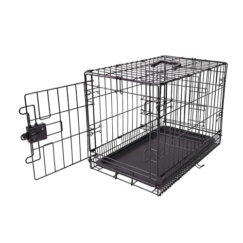 Image of Amazon Basics Foldable Metal Wire Dog Crate with Tray, Single Door, 60cm Length, Black