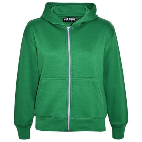 Image of A2Z 4 Kids Girls Boys Classic Plain Tie Dye Print Full Zip Up Hooded Zipper Top Jacket - Zipper Green 11-12
