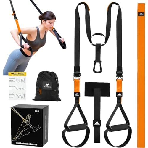 Image of flintronic Sling Trainer Set, Suspension Trainer System, Home Gym Equipment with Adjustable Door Anchor, Professional Gym Fitness Training Straps for Indoor & Outdoor