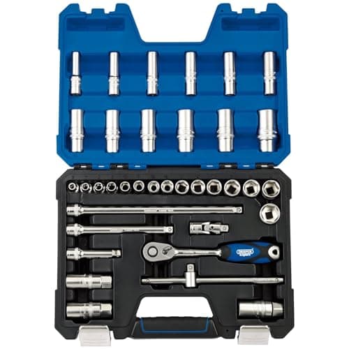 Image of Draper 16449 3/8-Inch Square Drive Metric Socket 36 Piece Set , Blue