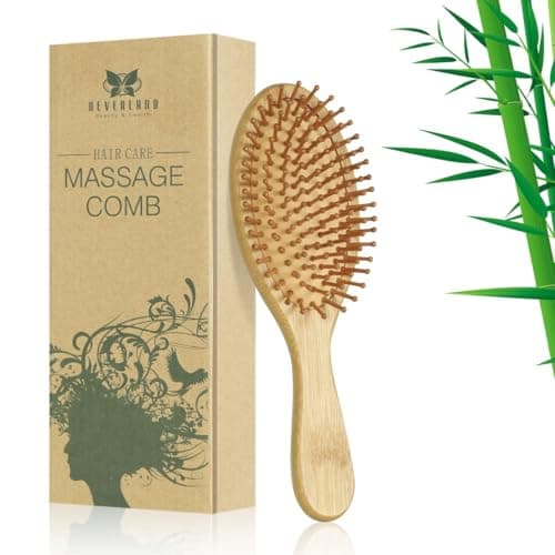 Image of Neverland Beauty Bamboo Hair Brush - 100% Natural Detangling Massage Anti-Static Wooden Combs Hairbrushes for Women Bristle Cushioned Organic Hairbrush with Gift Box