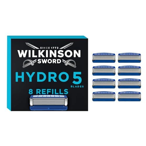 Image of Wilkinson Sword Hydro 5 Men’s Razor Refills, Great Addition to Wash Bags for Men's Grooming, Great Shavers for Routine Shaving and Holidays, 8 Refill Razor Blades Pack