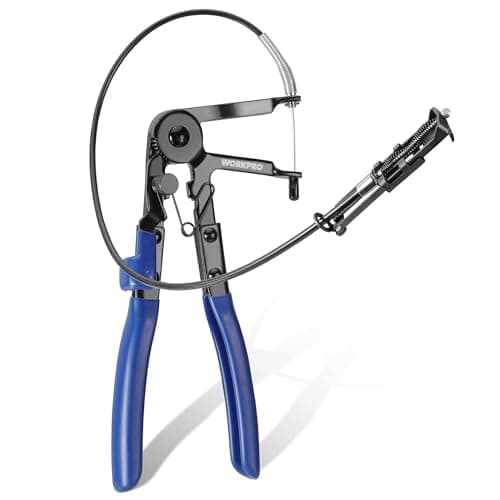 Image of WORKPRO Flexible Long Reach Hose Clamp Pliers, 67 cm Cable-Type Flexible Spring Clamp Pliers Car Maintenance Repair Tools for Fuel Pipes, Oil Pipes, Radiator