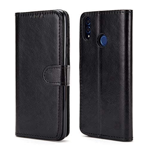 Image of AMAZE!UK For Huawei Y6 2019 Phone Case Leather Cover Flip Phone Premium Shockproof Protective Safe Secure Shell Guard/Card Wallet (Huawei Y6 2019, Black Case)