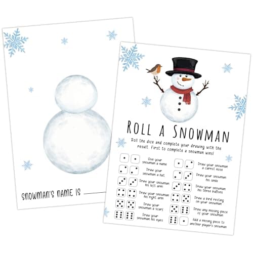 Image of Roll A Snowman Dice Game Christmas Games for Family Party, White Elephant Gift Exchange Ideas for Adults, 25 pcs Christmas Party Games for Winter Holiday Home Office Classroom Activities, 03