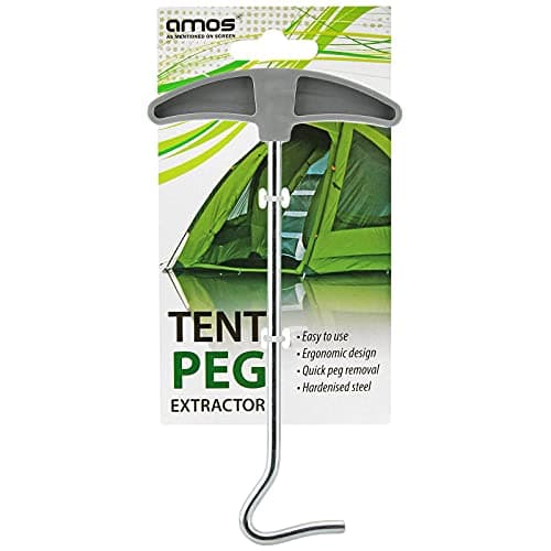 Image of AMOS Tent Peg Extractor Puller Camping Awning Gazebo Metal Ground Stakes Hooks Steel Remover Lifter Tool with Plastic Handle