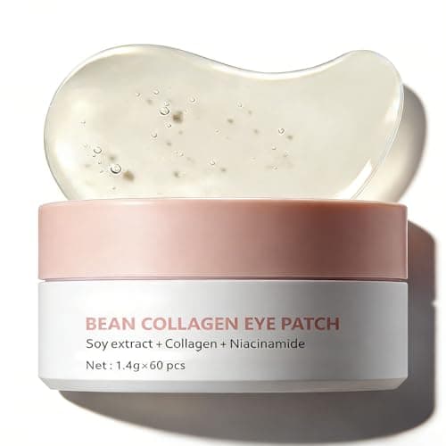 Image of Bean Hydrogel Eye Patch Under Eye Mask,Hydrogel Under Eye Masks for Dark Circles,Puffy Eyes,Eye Bags and Wrinkles,Anti Wrinkle Hydrating &Brightening Care, Korean Skincare Eye Gel Pads for Women,60PCS