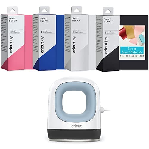 Image of Cricut EasyPress Mini Heat Press Machine Zen Blue and Cricut Joy Iron-On Small Portable Heat Press for T-Shirts Shoes Bags for Small HTV Transfer Projects Cricut Joy Iron-On Black White Royal Pink