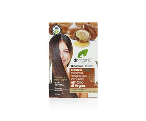 Image of Dr Organic Moroccan Argan Oil Hair Treatment Conditioner, Revitalising, Dry & Damaged Hair, Mens, Womens, Natural, Vegan, Cruelty-Free, Paraben & SLS-Free, Organic, 200ml, Packaging may vary