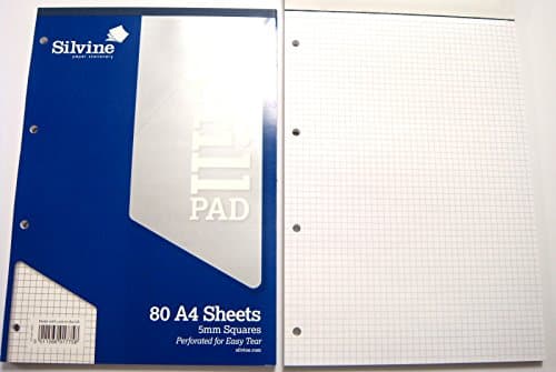 Image of A4 Refill Pad Ruled Graph Paper Square Paper Plain Paper Silvine Refill Pads (A4 5mm Squared Paper Pad)