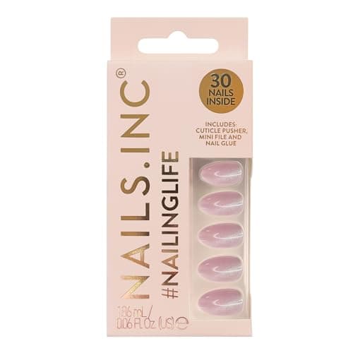 Image of Nails.INC #NailingLife Kylie Coded Pink Cat-Eye Press-On Nails, Almond Shaped, 30 Nail Sizes, Long-Lasting, Non-Damaging, No Snap, Salon-Quality At Home Manicure, Glue Included, 33 Piece Set
