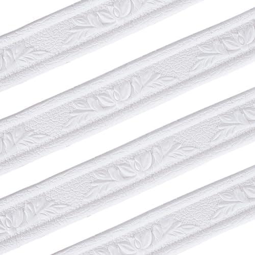 Image of GORGECRAFT 4.6m x 4cm Cornice Peel and Stick Wallpaper Borders Self Adhesive White Flexible Moulding Trim Dado Rail Strips Sticky 3D Wall Edge Foam Skirting Board for Mirror Wall Lines Home Decor